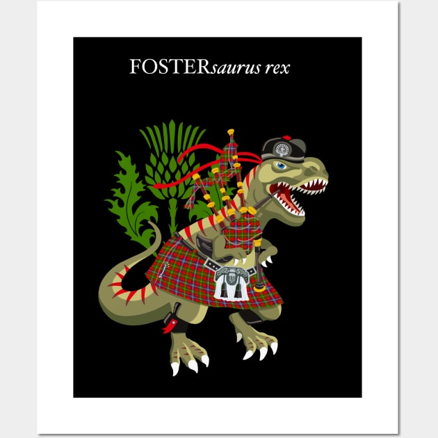 Clanosaurus Rex FOSTERsaurus rex Plaid Foster Forster Forrester Scotland Ireland Family Tartan Wall Art by BullShirtCo